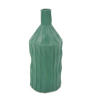 Emerald Green Ribbed Ceramic Bottle