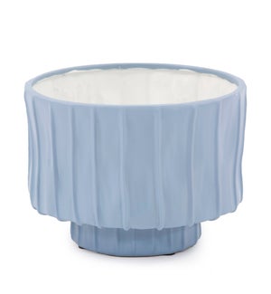 French Blue Ribbed Ceramic Bowl