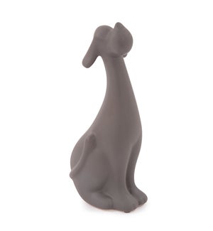 Matte Gray Ceramic Dog Sculpture