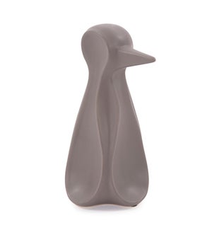 Matte Gray Ceramic Penguin Sculpture