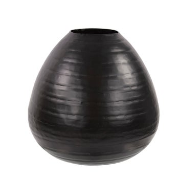 Chiseled Black Teardrop Vase, Medium