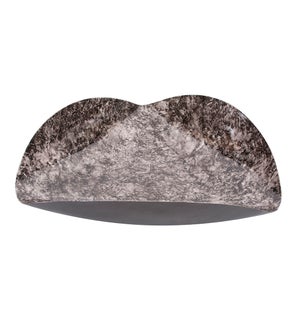 "Flared Black Marbled Iron Plate, Small"