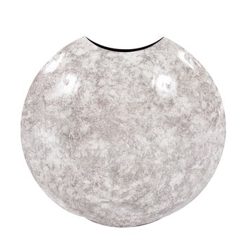 Round Gray Marbled Iron Disc Vase, Large