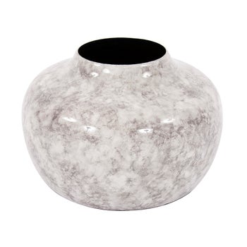 Round Gray Marbled Iron Pod Vase, Small