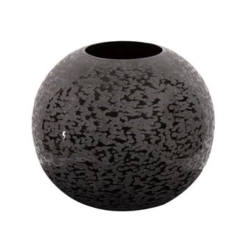 Chiseled Texture Black Iron Globe Vase, Small