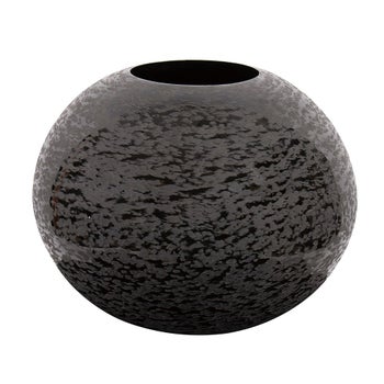 Chiseled Texture Black Iron Globe Vase, Large