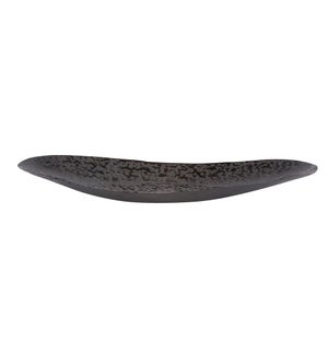 Chiseled Texture Black Iron Elongated Tray, Small