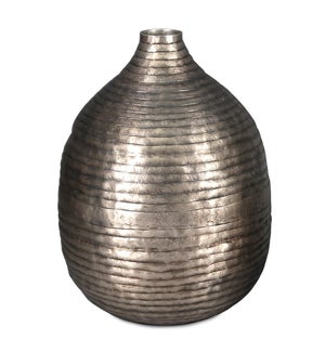 Aluminum Organic Stripes Round Fat Pod Vase (S)