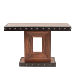 Rustic Wood Console Table with Iron Accents