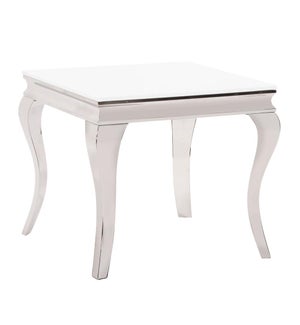 Stainless Steel Side Table with Thick Tempered Glass Top