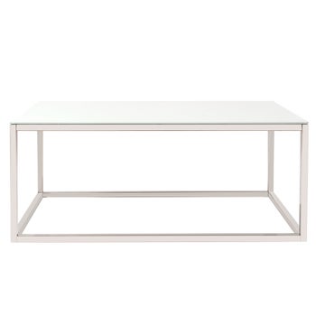 Rectangular Stainless Steel Coffee Table - White