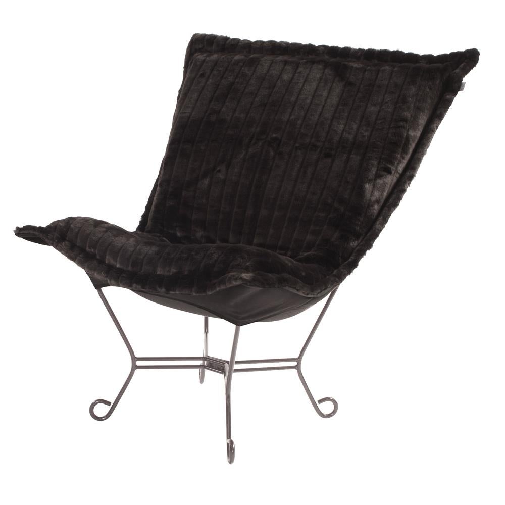 Scroll Puff Chair Mink Black Titanium Frame - scroll ottomans 
