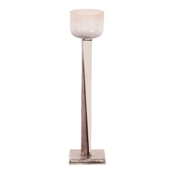 Ombre Glass Candle Holder on Aluminum Base, Small
