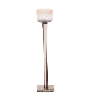 "Ombre Glass Candle Holder on Aluminum Base, Large"