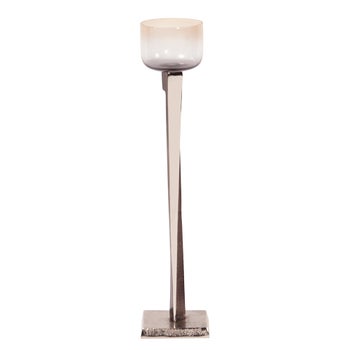 Ombre Glass Candle Holder on Aluminum Base, Large