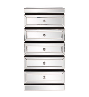 5-Tiered Mirrored Tower with Drawers
