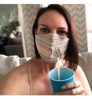Happy Hour Reusable Face Mask in Summer Stripe