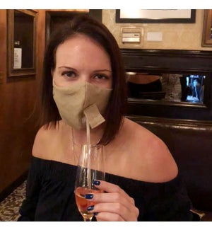 Happy Hour Reusable Face Mask in Natural Linen
