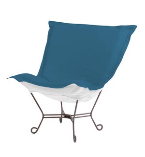 Scroll Puff Chair Seascape Turquoise Titanium Frame