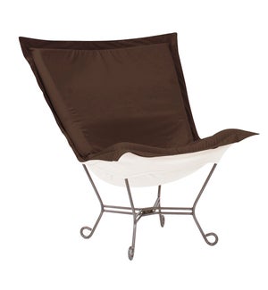 Scroll Puff Chair Seascape Chocolate Titanium Frame