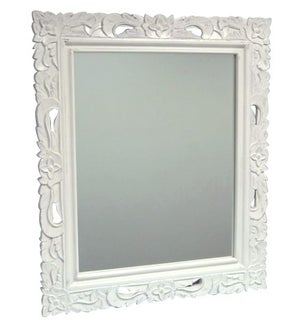 FLORAL CARVED MIRROR - WHT