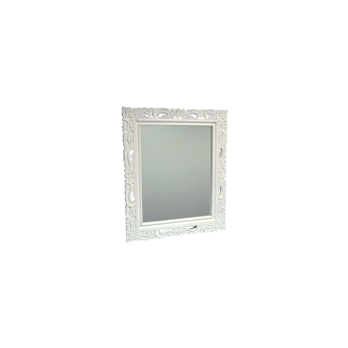 FLORAL CARVED MIRROR - WHT