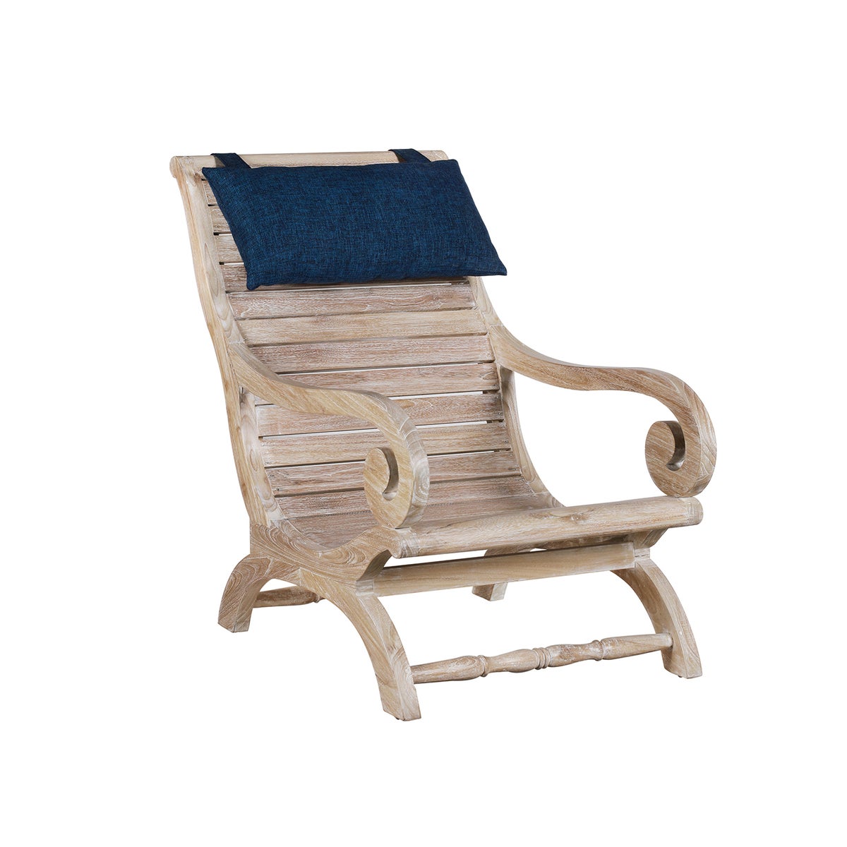 Teak Slatted Lazy Chair with Neck Rest