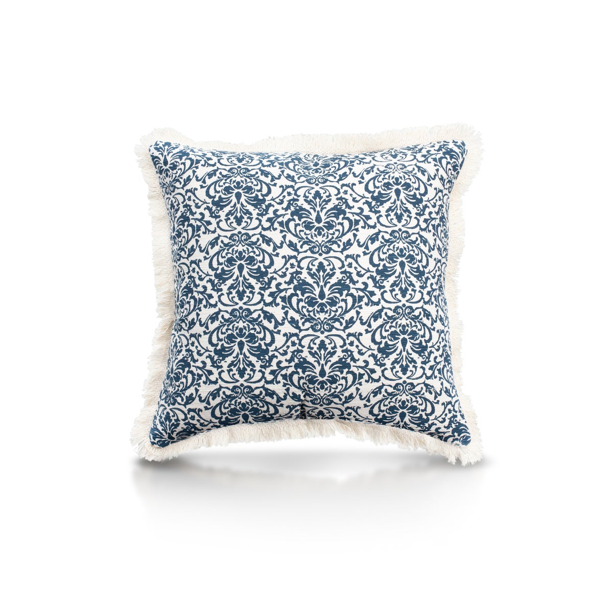 Pillow, 20" with Fringe - Damask, Denim