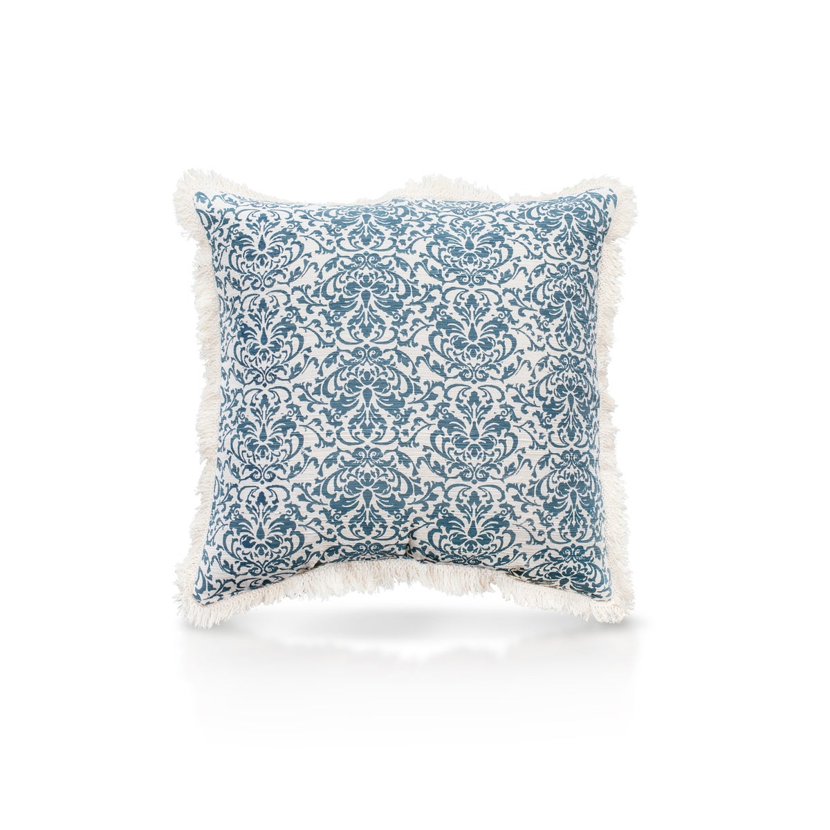 Pillow, 20" with Fringe - Damask, Turqoise