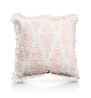 Pillow, 20" with Fringe - Ikat, Coral