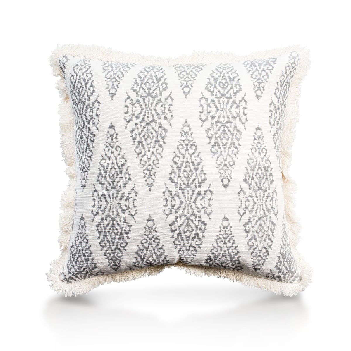 Pillow, 20" with Fringe - Ikat, Cool Gray
