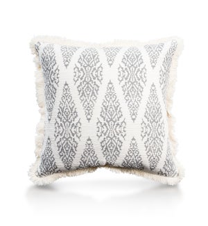 Pillow, 20" with Fringe - Ikat, Cool Gray