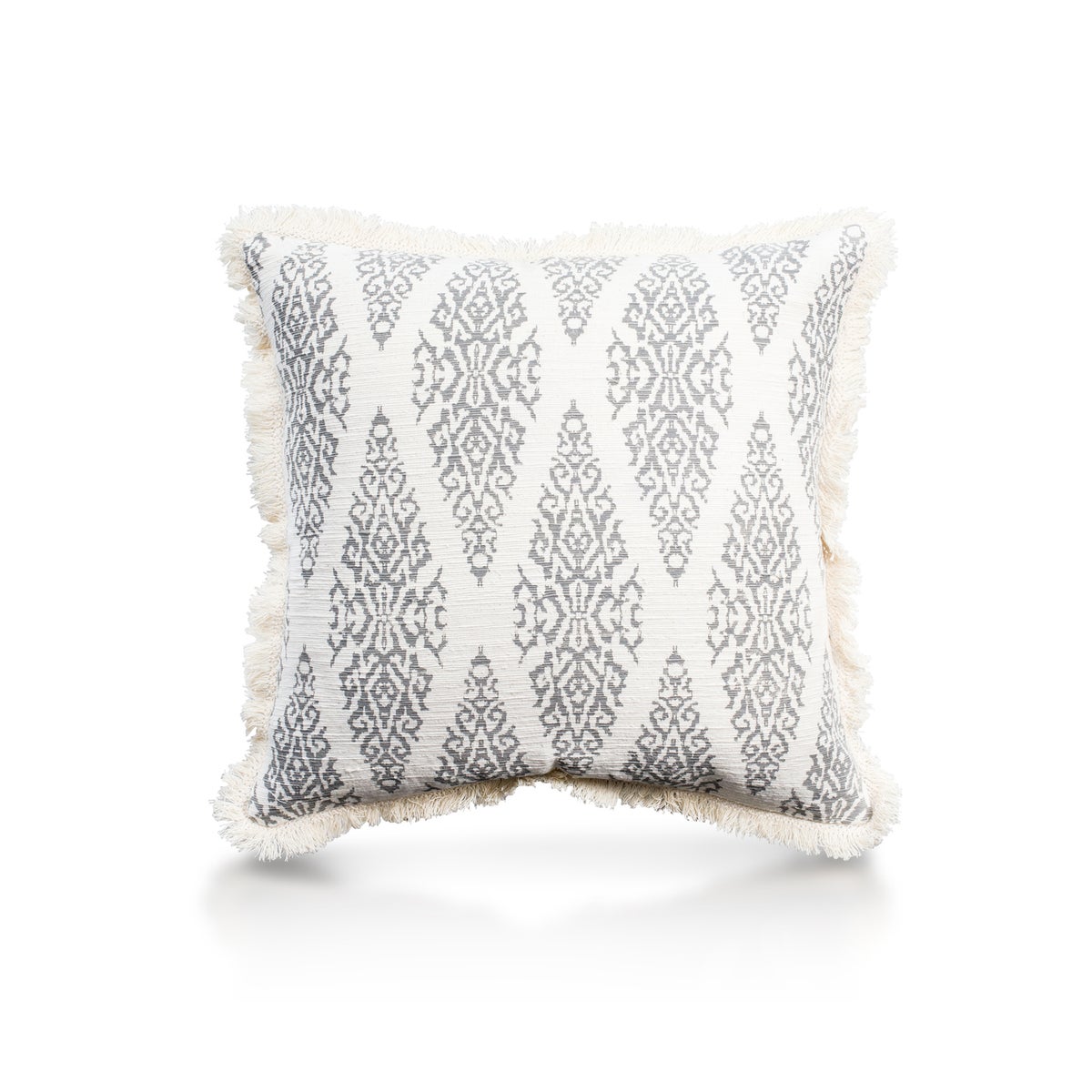 Pillow, 20" with Fringe - Ikat, Cool Gray