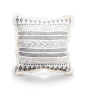 Pillow, 20" with Fringe - Stella, Cool Gray