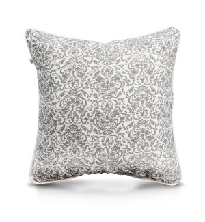 Pillow, 24" with Piping - Damask, Cool Gray
