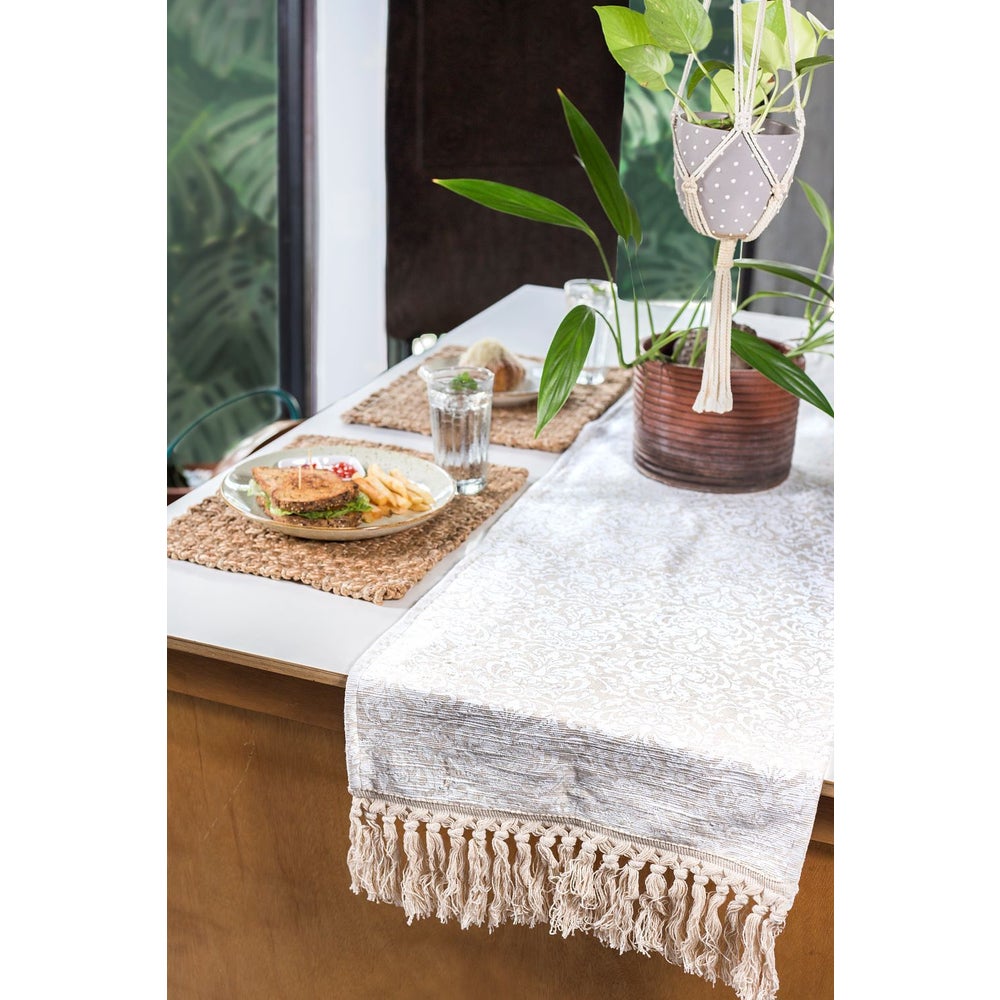 Table Runner with Fringe - Solid (Natural)