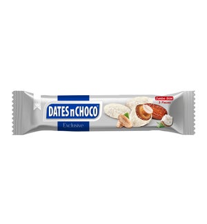 ALMOND CHOCO DATES W/ JUMBO WHITE CHO. & COCONUT  50GRX12X6