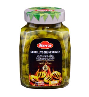 MARINATED AND GRILLED PITTED GREEN OLIVES 12X750ML