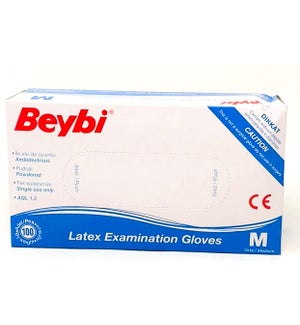 BEYBI LATEX POWDERED GLOVES - MEDIUM 100X1