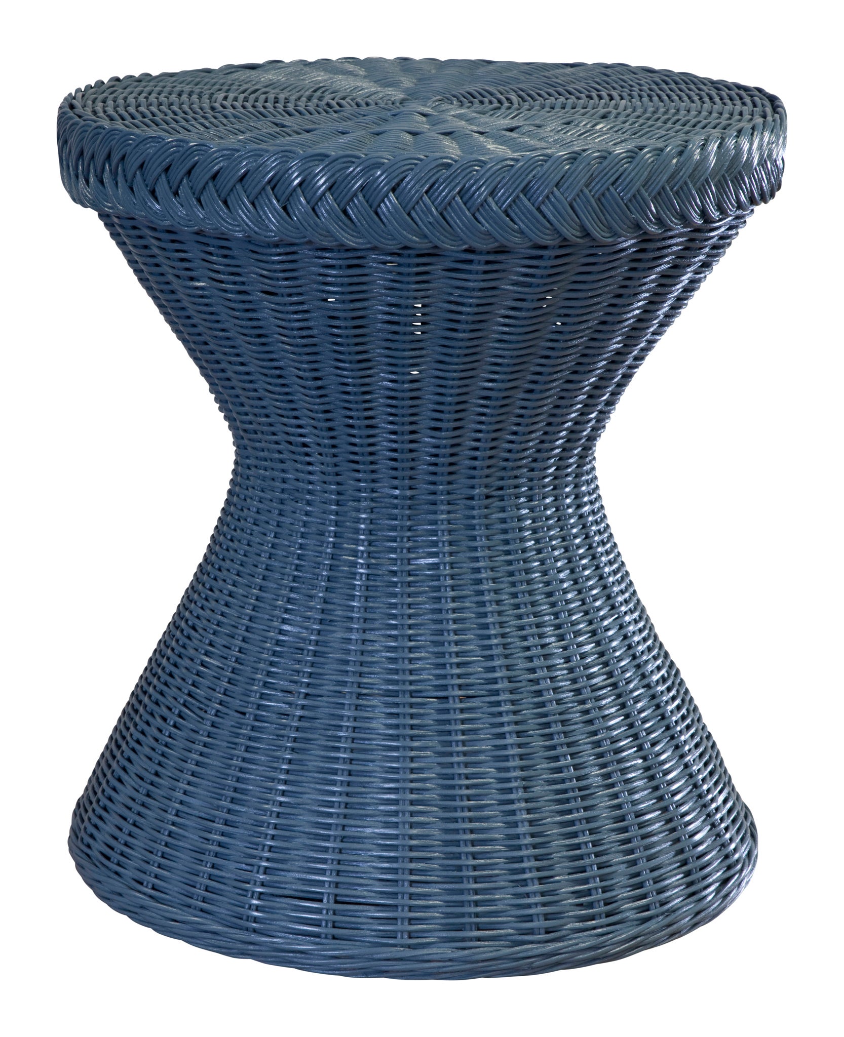 blue wicker side table