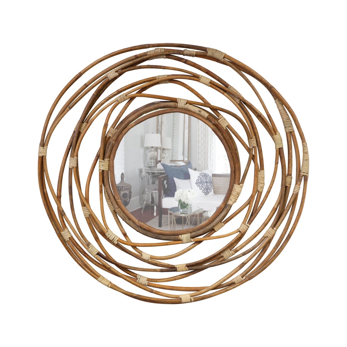 Rattan Circles Mirror