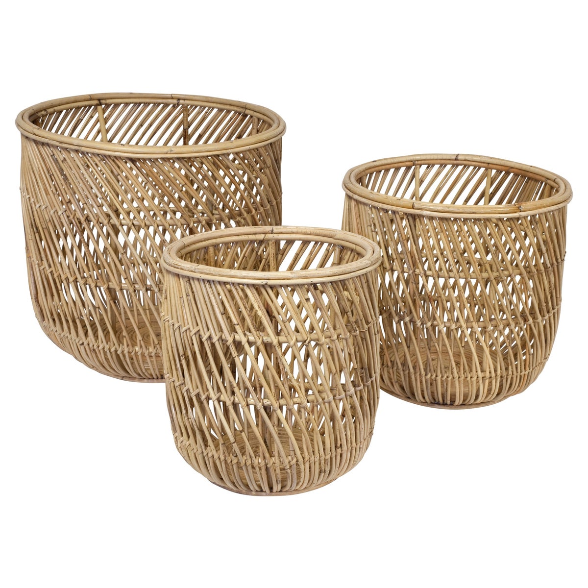 Swirl Rattan Basket Set of 3