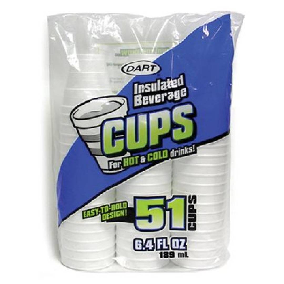 51 Foam Drinking White Cups Hot Cold Insulated Beverage Drink 6.4oz Coffee Party for sale online 