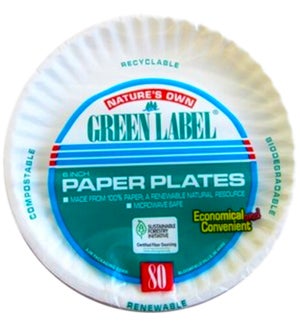 6" PAPER PLATES #72728 GREEN LABEL