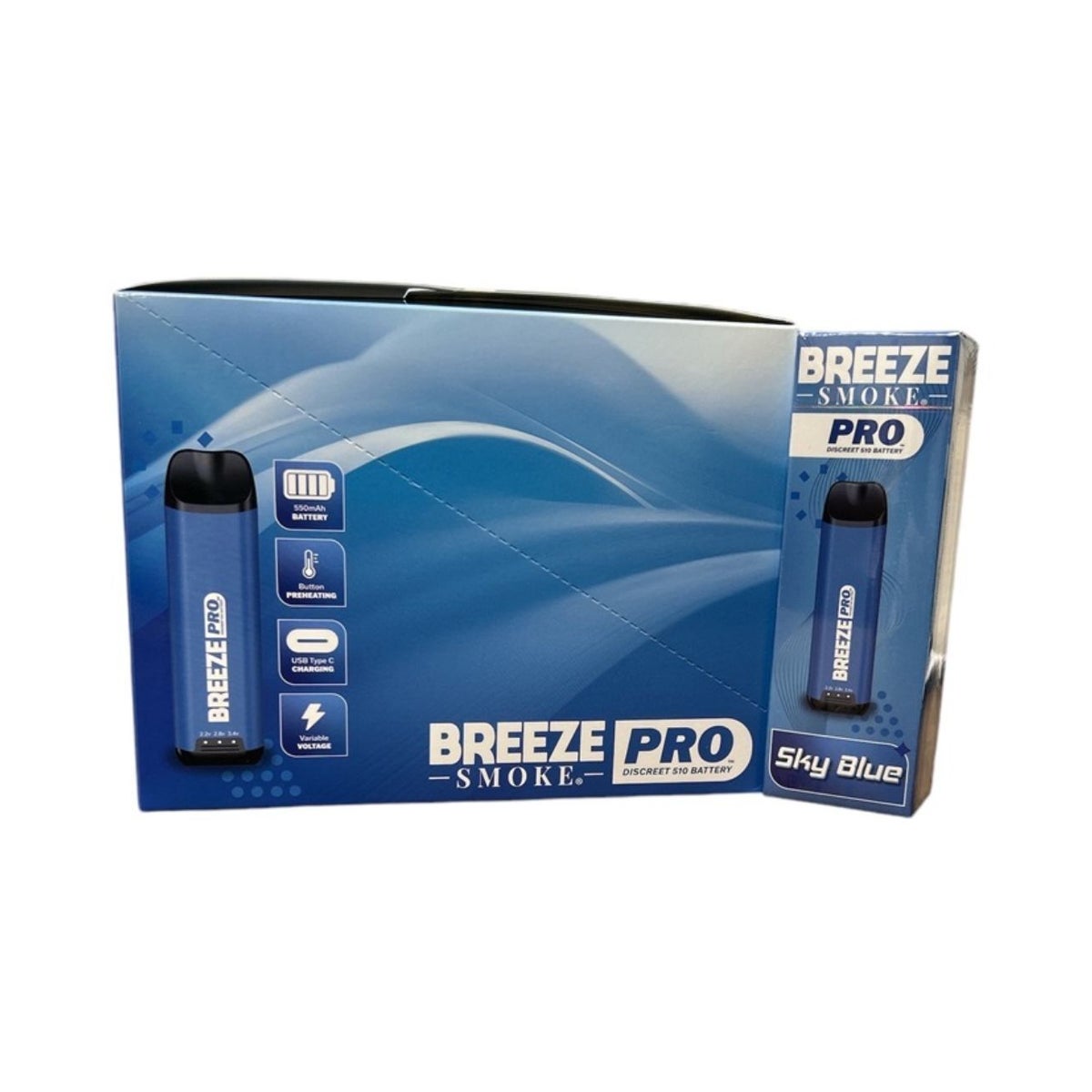 BREEZE PRO SKY BLUE DISCREET 510 BATTERY - disposables vape | U.W.I Universal Wholesalers INC. BREEZE PRO SKY BLUE DISCREET 510 BATTERY - disposables vape | U.W.I Universal Wholesalers INC.