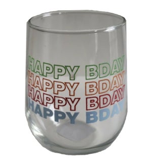 LIBBEY #221 WINE HAPPY BIRTHDAY GLASSES