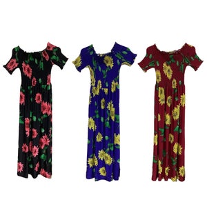 WOMEN'S LONG DRESSES #5 FLORAL W/SHORT SLEEVE