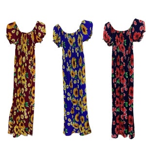 WOMEN'S LONG DRESSES #29 FLORAL W/SHORT SLEEVE