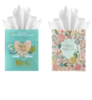 MOM DAY #82743 GIFT BAGS W/ROSES & GLITTERS