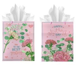 MOM DAY #82746 GIFT BAGS W/ROSES & GLITTERS